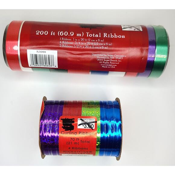 Ribbon Rolls Lot 15 Gift Wrap Craft Stamping Assorted Colors Widths Textures - Picture 2 of 7